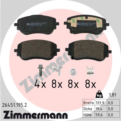 Kit pastiglie freno, Freno a disco - 26451.195.2 ZIMMERMANN