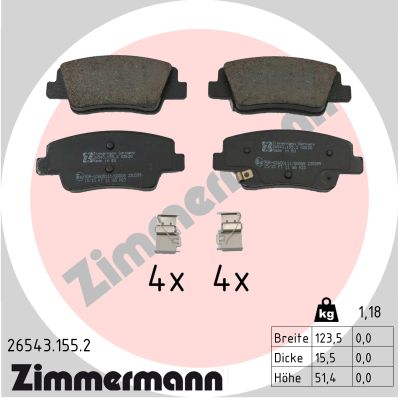 Brake Pad Set, disc brake - 26543.155.2 ZIMMERMANN