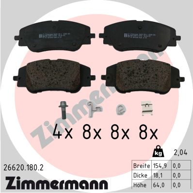 Brake Pad Set, disc brake - 26620.180.2 ZIMMERMANN
