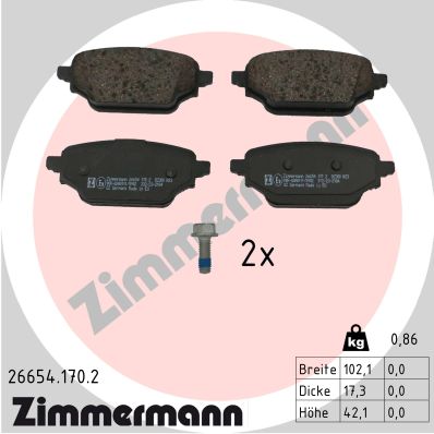 Kit pastiglie freno, Freno a disco - 26654.170.2 ZIMMERMANN
