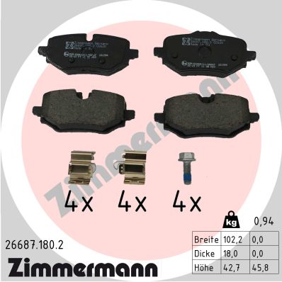 Kit pastiglie freno, Freno a disco - 26687.180.2 ZIMMERMANN