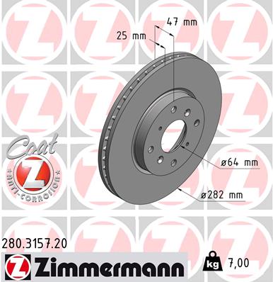 stabdžių diskas - 280.3157.20 ZIMMERMANN