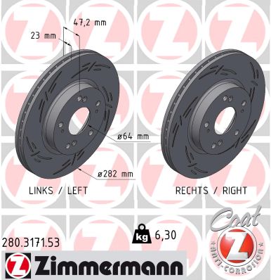 Brake Disc - 280.3171.53 ZIMMERMANN