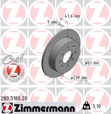 stabdžių diskas - 280.3180.20 ZIMMERMANN
