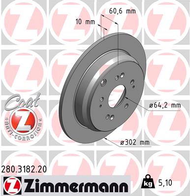 Brake Disc - 280.3182.20 ZIMMERMANN