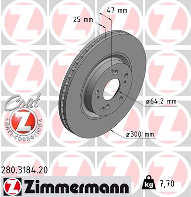 Brake Disc - 280.3184.20 ZIMMERMANN