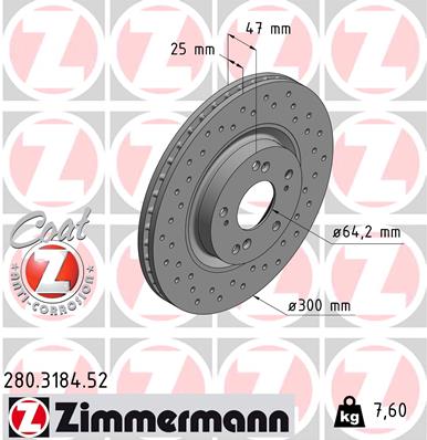 Brake Disc - 280.3184.52 ZIMMERMANN