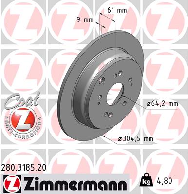 Brake Disc - 280.3185.20 ZIMMERMANN