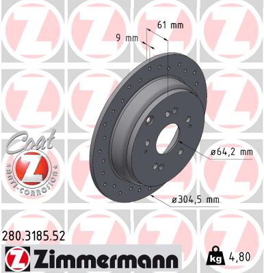 Brake Disc - 280.3185.52 ZIMMERMANN