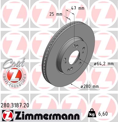 Brake Disc - 280.3187.20 ZIMMERMANN