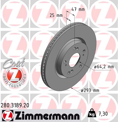 Brake Disc - 280.3189.20 ZIMMERMANN