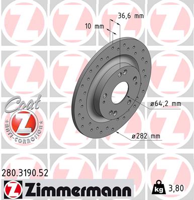 Brake Disc - 280.3190.52 ZIMMERMANN
