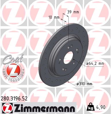 Brake Disc - 280.3196.52 ZIMMERMANN