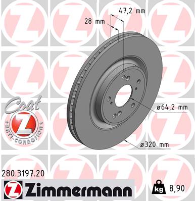Brake Disc - 280.3197.20 ZIMMERMANN