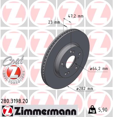 stabdžių diskas - 280.3198.20 ZIMMERMANN
