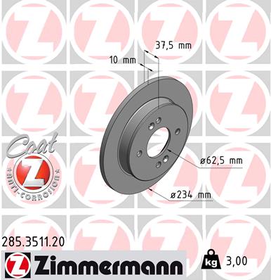 stabdžių diskas - 285.3511.20 ZIMMERMANN