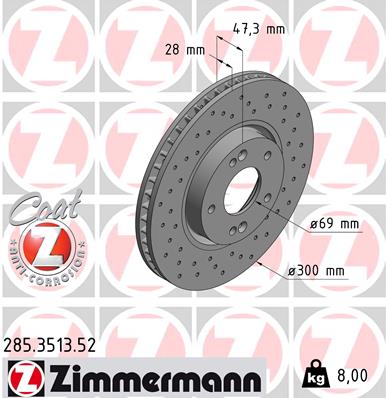 Brake Disc - 285.3513.52 ZIMMERMANN