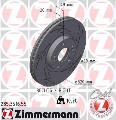 Brake Disc - 285.3516.55 ZIMMERMANN