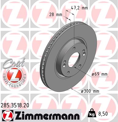 Brake Disc - 285.3518.20 ZIMMERMANN