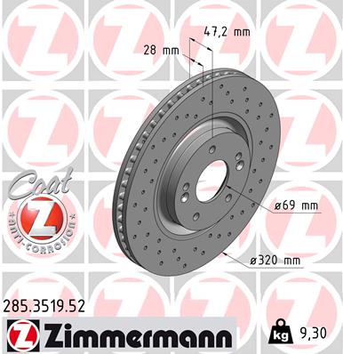 Brake Disc - 285.3519.52 ZIMMERMANN