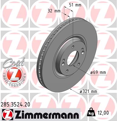 Brake Disc - 285.3524.20 ZIMMERMANN