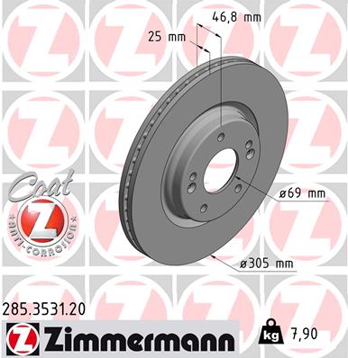 Brake Disc - 285.3531.20 ZIMMERMANN