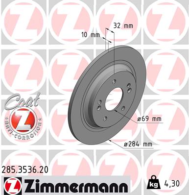 Brake Disc - 285.3536.20 ZIMMERMANN