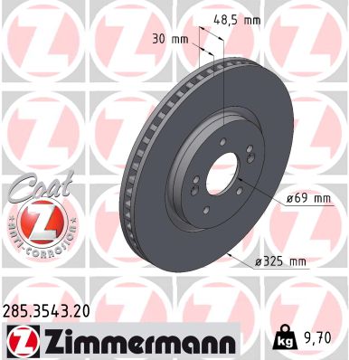 Brake Disc - 285.3543.20 ZIMMERMANN