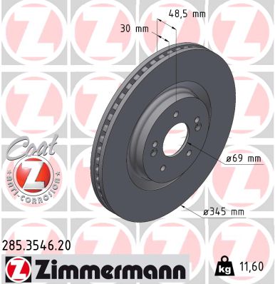 stabdžių diskas - 285.3546.20 ZIMMERMANN