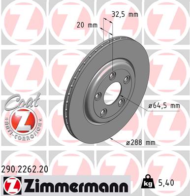Brake Disc - 290.2262.20 ZIMMERMANN