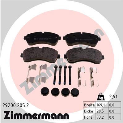 Brake Pad Set, disc brake - 29200.205.2 ZIMMERMANN