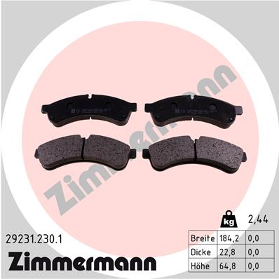 Brake Pad Set, disc brake - 29231.230.1 ZIMMERMANN