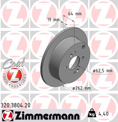 Brake Disc - 320.3804.20 ZIMMERMANN