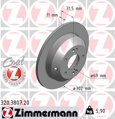 Brake Disc - 320.3807.20 ZIMMERMANN