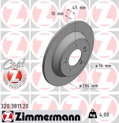 Brake Disc - 320.3811.20 ZIMMERMANN