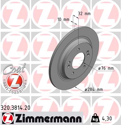 Brake Disc - 320.3814.20 ZIMMERMANN