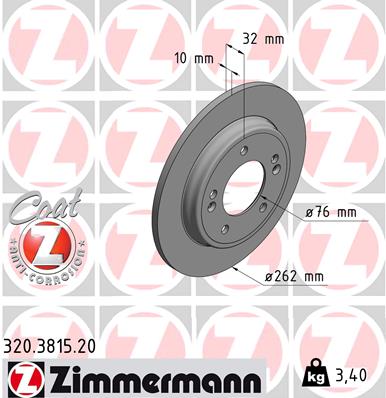 Brake Disc - 320.3815.20 ZIMMERMANN