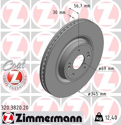 Brake Disc - 320.3820.20 ZIMMERMANN