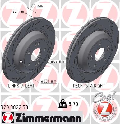 Brake Disc - 320.3822.53 ZIMMERMANN