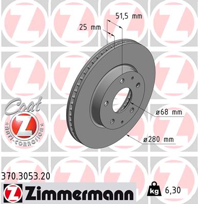 Brake Disc - 370.3053.20 ZIMMERMANN