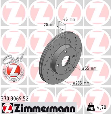 Тормозной диск - 370.3069.52 ZIMMERMANN