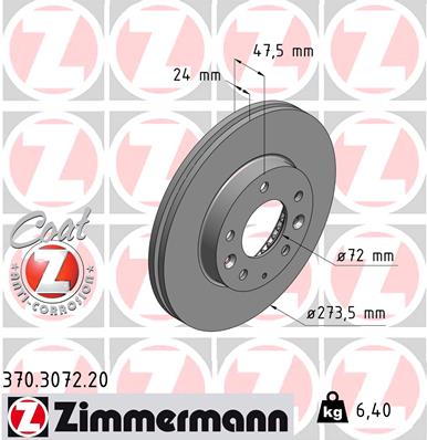 Brake Disc - 370.3072.20 ZIMMERMANN