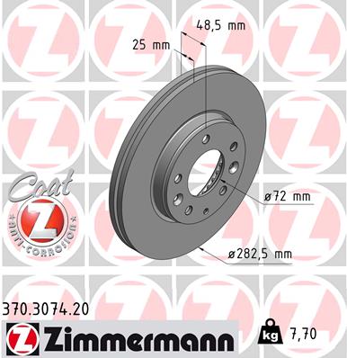Brake Disc - 370.3074.20 ZIMMERMANN
