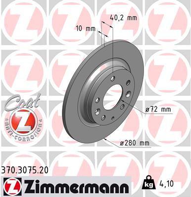 Brake Disc - 370.3075.20 ZIMMERMANN