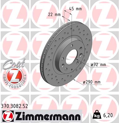 Brake Disc - 370.3082.52 ZIMMERMANN