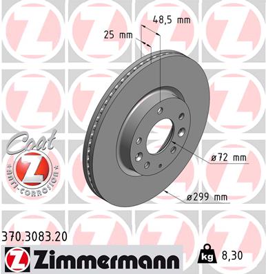 Brake Disc - 370.3083.20 ZIMMERMANN