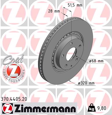 stabdžių diskas - 370.4405.20 ZIMMERMANN