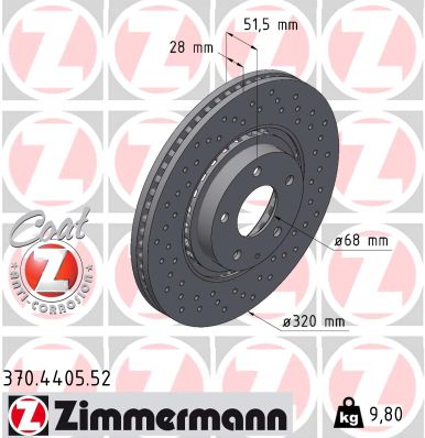 Brake Disc - 370.4405.52 ZIMMERMANN