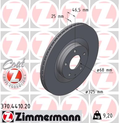 Brake Disc - 370.4410.20 ZIMMERMANN