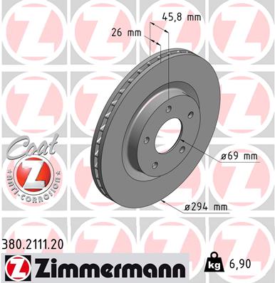 Brake Disc - 380.2111.20 ZIMMERMANN
